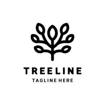Simple Vector Logo Design Tree Line in color black with white background