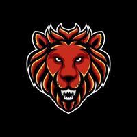 Simple Mascot Vector Logo Design Lion Face in Color Red