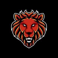 Simple Mascot Vector Logo Design Lion Face in Color Red