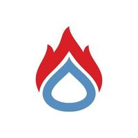 Fire combination with water drop in background white , flat minimalist vector logo design