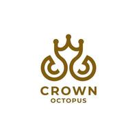 Combination Octopus and Crown with line art style in background white ,template vector logo design editable