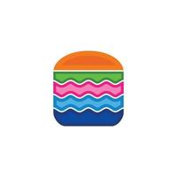 Burger combination with wave sea in white background, vector logo design flat minimalist