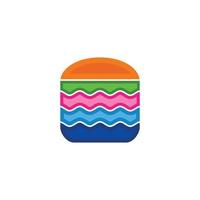 Burger combination with wave sea in white background, vector logo design flat minimalist