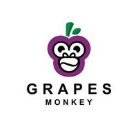 combinación de logotipo de doble significado de mono y uvas vector