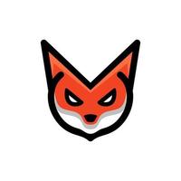 mascota simple personaje vector logo diseño cara zorro en color naranja