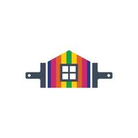 Combination paintbrush and home with a minimalist flat style. Logo Designs Vector editable as you wish