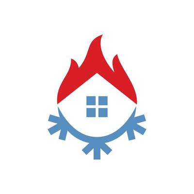 Fire combination with Home and batu ice snow in white background , flat minimalist vector logo design