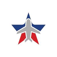 Star plane in white background, minimalist vector logo design