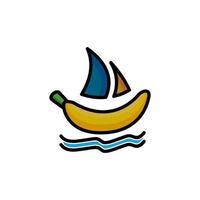 Combination banana and ship in background white , icon vector logo design editable