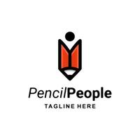 Simple Vector Logo Design of Dual Meaning Combination people and Pencil