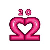Number typography 2022 combination with icon love in white background , template vector logo design