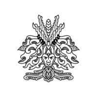 monster head design with line art style vector