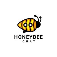 Honey bee combination with chat icon in background white , vector logo design editable