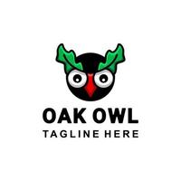 Combination Oak leaf and Owl Birds in background white ,vector logo design editable vector