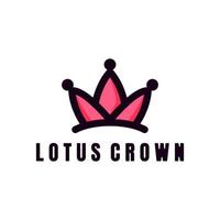 Lotus combination with crown in background white, design logo vector editable