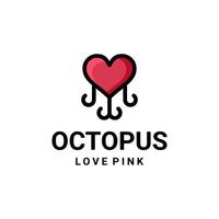 Simple Mascot Vector Logo Design of Dual Meaning Combination Love and Octopus