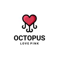 diseño de logotipo de vector de mascota simple de combinación de doble significado amor y pulpo