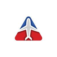 Triangle plane in white background, minimalist vector logo design