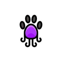 Combination paw dog and octopus in background white,vector logo design editable vector