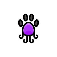 Combination paw dog and octopus in background white,vector logo design editable vector