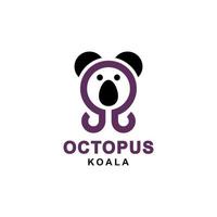 combinación de koala y pulpo con estilo minimalista plano en fondo blanco, diseño de logotipo vectorial de plantilla editable vector