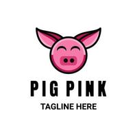Simple Mascot Vector Logo Design of Pig Pink