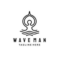 wave combination with man ,line art style , Logo Design Vector, Abstract emblem, design concept, logotype element , template, can you editable as you wish vector