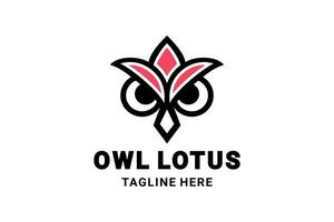 Vector logo Design Combination Face Owl and Lotus with line art style