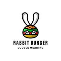 doble sentido el logo que forma conejo y hamburguesa vector