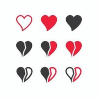 Collection of heart Vector Design, Love symbol icon set, flat style isolated on white background