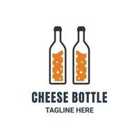 combinación de queso con botella de vino, diseño de logotipo vectorial minimalista plano en color de fondo blanco vector