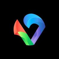 Letter V colorful, vector logo design editable