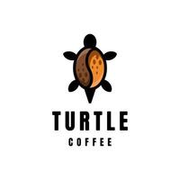diseño de logotipo de vector de mascota simple de combinación de doble significado tortuga y café