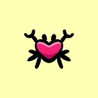 combinación de icono de amor y cangrejo, diseño de logotipo vectorial editable vector