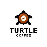 diseño de logotipo de vector de mascota simple de combinación de doble significado tortuga y café