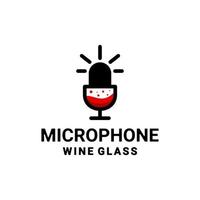 combinación de diseño de logotipo de doble significado de micrófono y copa de vino vector