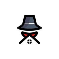 mafia combinada con casa en fondo blanco, diseño de logotipo de vector de icono editable