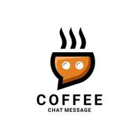 Coffee combination with icon chat message in background white ,vector logo design editable vector