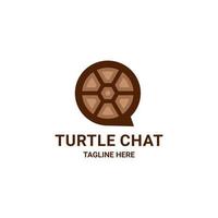 Turtle body combination with chat icon in background white , vector logo design editable