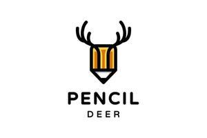 Vector logo Design Deer and Pencil with line art style