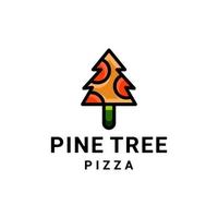 Combination Pine Tree And Pizza in white background ,vector logo design editable vector
