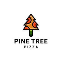 Combination Pine Tree And Pizza in white background ,vector logo design editable vector