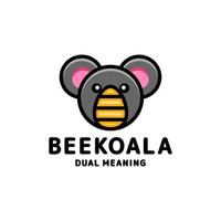 Dual Meaning Honey Bee combination with koala in background white ,vector logo design editable vector