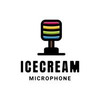 Simple Vector Logo Design of Dual Meaning Combination Ice Cream and Microphone