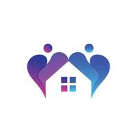 Combination Icon Love ,people and home with color gradient ,vector logo design as you editable vector