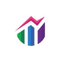 Building analytics , flat minimalist logo design vector , in white background