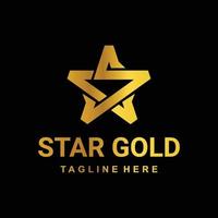 Vector Design logo Modern star with flat minimalist style in color black and gold.Can be used As you want