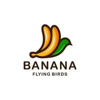 Banana combination with birds in white background, vector template logo design editable