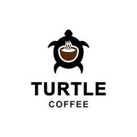 diseño de logotipo de vector de mascota simple de combinación de doble significado tortuga y café