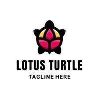 diseño de logotipo de vector de mascota simple de combinación de doble significado tortuga y loto